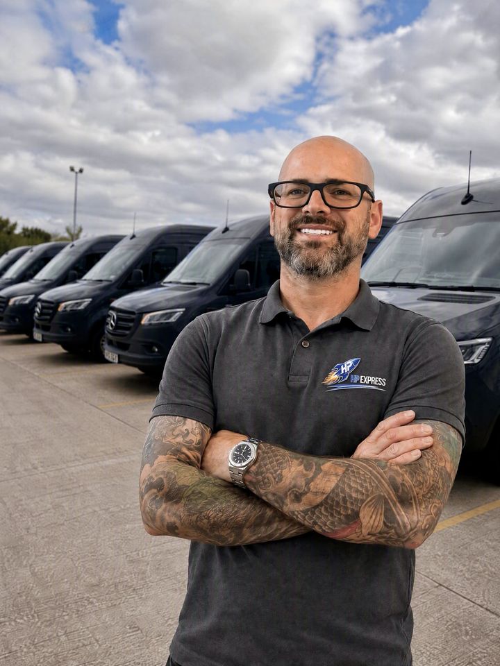 Jose Baptista, Director of HP Express, with the Mercedes Sprinter vans
